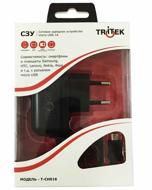 TRITEK  T-CH016 зарядное устройство (цельное СЗУ micro USB)