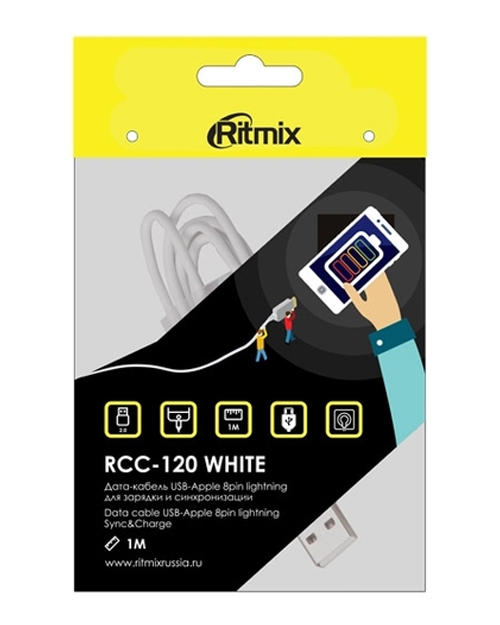 RITMIX  Кабель для зарядки lightning  RCC-120 White