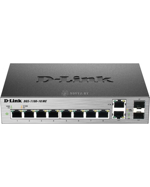 D-Link   DGS-1100-10/ME/A2A Коммутатор 8 портов 10/100/1000Base-T и 2 комбо-порта100/1000Base-T/SFP