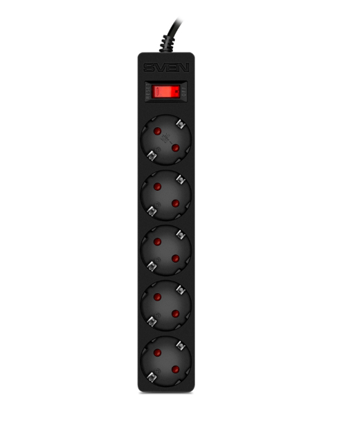 SVEN Сетевой фильтр Surge Protector SF-05E 3,0 m, (5 sockets) black - фото 2