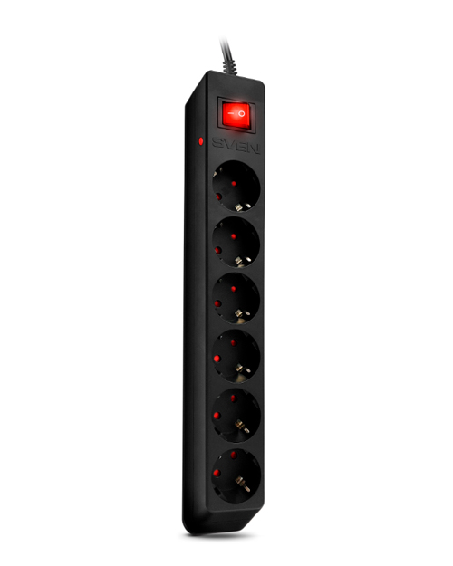 SVEN Сетевой фильтр Surge Protector Optima 3,0 m (6 sockets) black, color box - фото 1