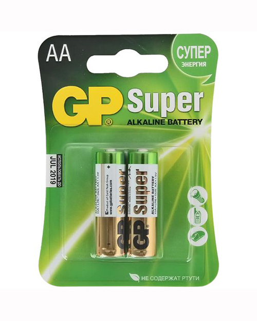 GP  Алкалиновые батарейки  Super Alkaline 15А АA - 2 шт. на блистере
