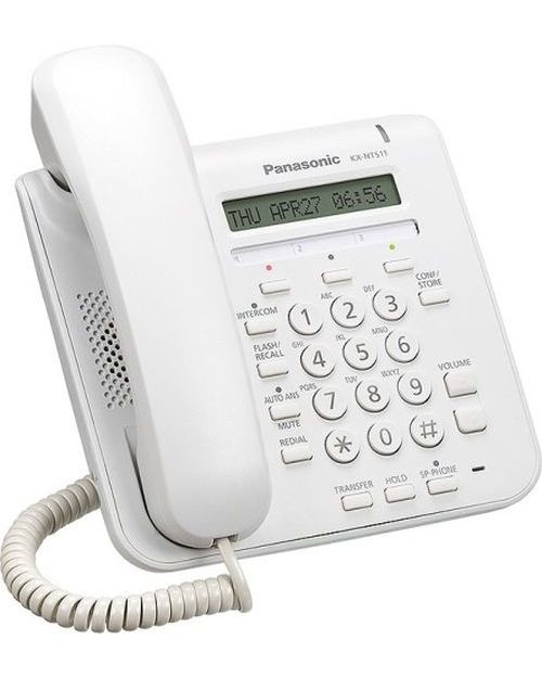 Panasonic   KX-NT511PRUW IP системный телефон, 3 кнопки DSS, 1-строчный экран, 2 порта 100Base-TX